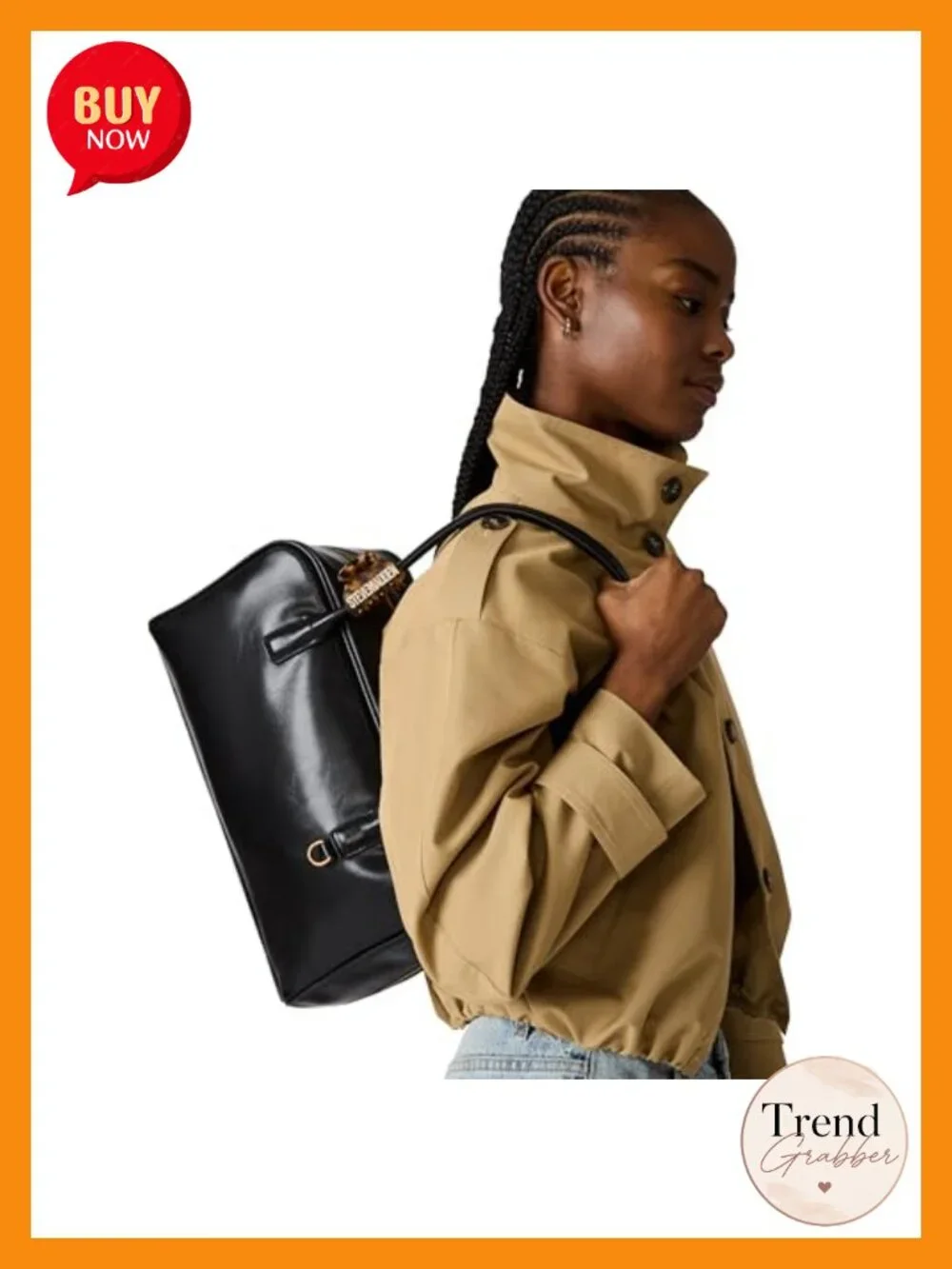 Faux Leather Satchel with Zipper Closure and Interior Pockets